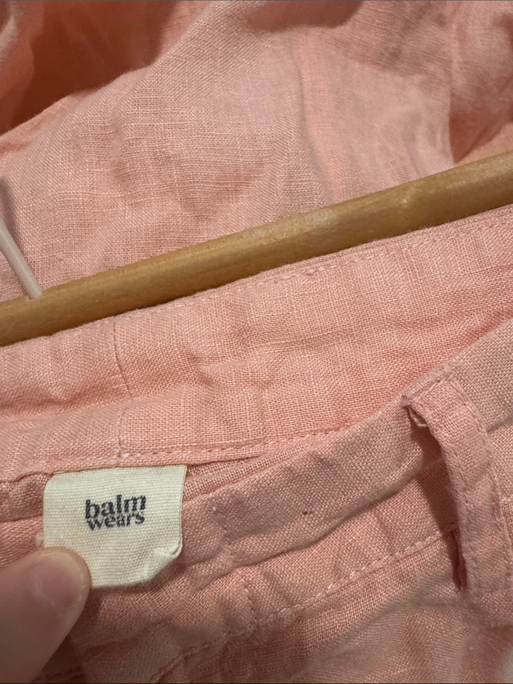 Balm wears pink peachy wide leg linen pants - Picture 5 of 6